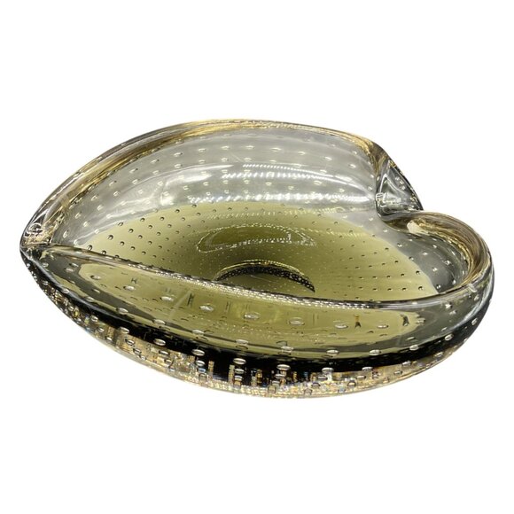 Vtg MCM Handblown Carl Erickson Heart Shaped Trinket Dish Bowl Bullicante Gray - Picture 3 of 5